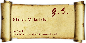 Girst Vitolda névjegykártya